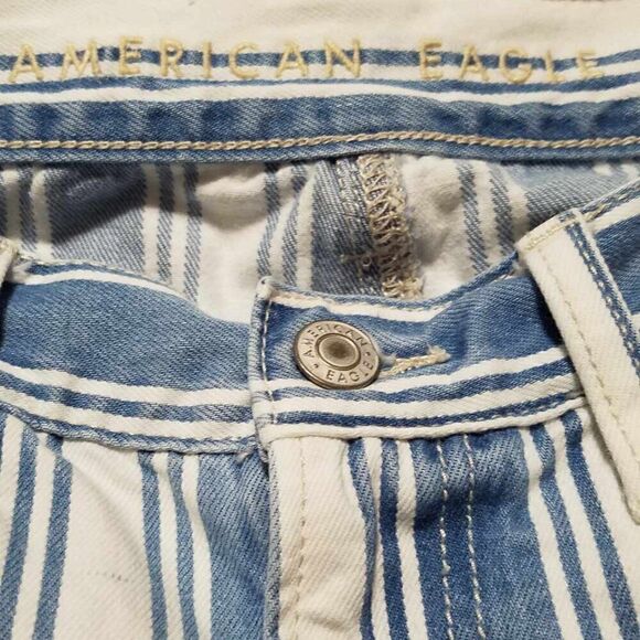 American Eagle Blue White Stripe Mom Jeans size 4 Long - Picture 4 of 12